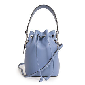 Fendi Montresor Calfskin Blue Shoulder Handbag Leather Silver